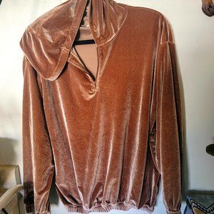 Champagne Brown * Velvet Feel * Hoodie * Half Zip * Elastic Waist & Wrist *